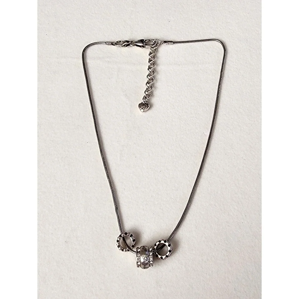 BRIGHTON Grandmother Pink Crystal Charm Necklace Heavy Silver Pl FREE $SHIPPING!